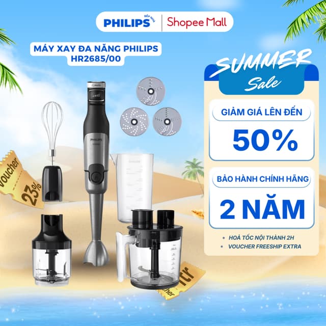 Máy Xay Cầm Tay PHILIPS HR2685/00 (1200W) Máy Xay Đa Năng, Đồ Ăn Dặm, Rau Củ, Xay Thịt, Dễ Tháo Lắp - Ảnh 12