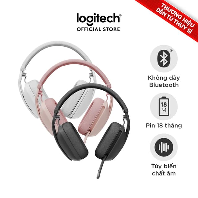 [Võ Hà Linh x Logitech]-Tai nghe không dây Logitech Zone Vibe 100 - Nhẹ, micrô khử ồn, Bluetooth đa điểm, Google Meet, Z - Ảnh 4