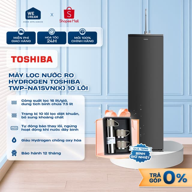 [GIAO LẮP MIỄN PHÍ] TWP-NA1SVN(K) - Máy Lọc Nước RO Hydrogen Toshiba TWP-NA1SVN(K) 10 Lõi - Hàng Chính Hãng, 100% - Ảnh 3