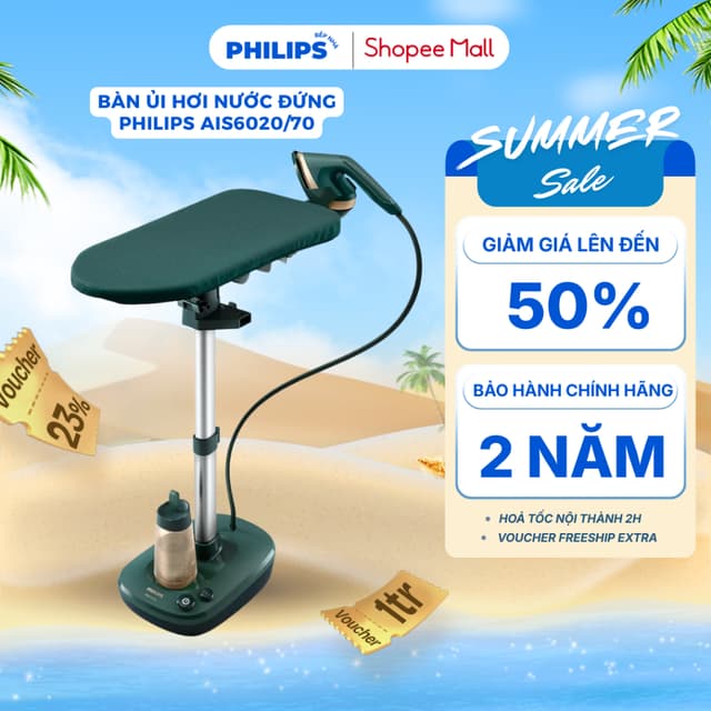 Bàn Ủi Hơi Nước Đứng PHILIPS AIS6020/70 (1800W) Bàn Là Đa Năng Tự Chỉnh Nhiệt Độ, Ván Ủi Đa Góc - Ảnh 3