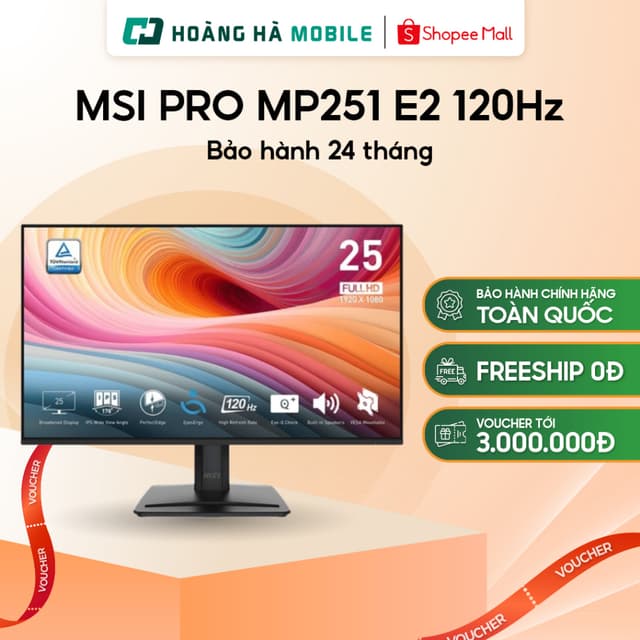 Màn hình MSI PRO MSI PRO MP251 E14L (144Hz/1ms) / MP251 E2/ MP251L E2/ (24.5 inch/FHD/IPS/120Hz/1ms) Chính hãng - Ảnh 2