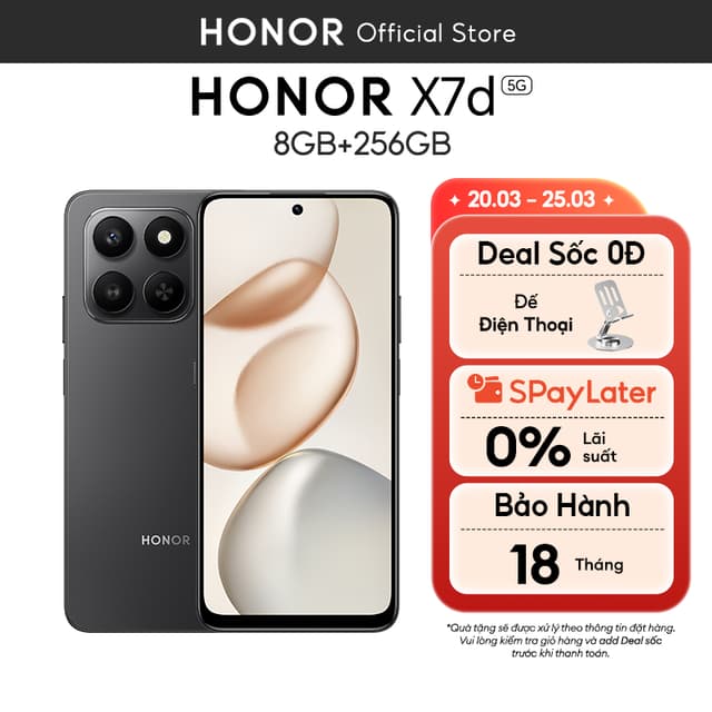 Điện Thoại HONOR X7d 5G 8GB+ 256GB | Pin 6500mAh | 6.77 inch | Snapdragon 6s Gen 3 | BH 18 Tháng - Ảnh 12