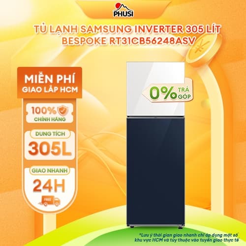RT31CB56248ASV [GIAO HÀNG MIỄN PHÍ HCM] Tủ lạnh Samsung Bespoke AI Inverter 305 lít - CHÍNH HÃNG - Ảnh 3