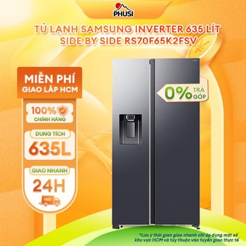 RS70F65K2FSV [GIAO HÀNG MIỄN PHÍ HCM] Tủ lạnh Samsung Inverter Side By Side 635 lít  - CHÍNH HÃNG - Ảnh 4