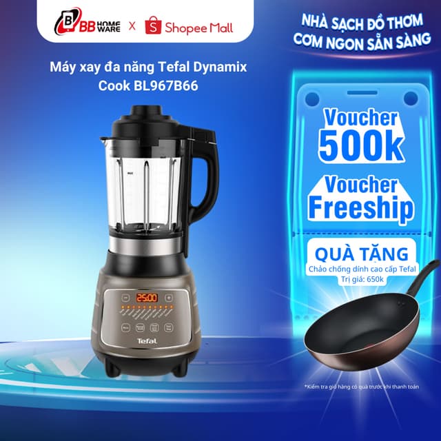 Máy Xay Sinh Tố Làm Sữa Hạt Đa Năng Tefal Dynamix Cook BL967B66 1300W -  Nấu Nóng Và Giữ Ấm Tự Động - Ảnh 4