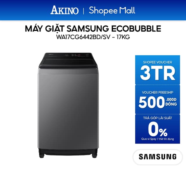 Máy giặt Samsung Ecobubble Inverter 17 kg WA17CG6442BDSV - Bảo hành chính - Ảnh 9