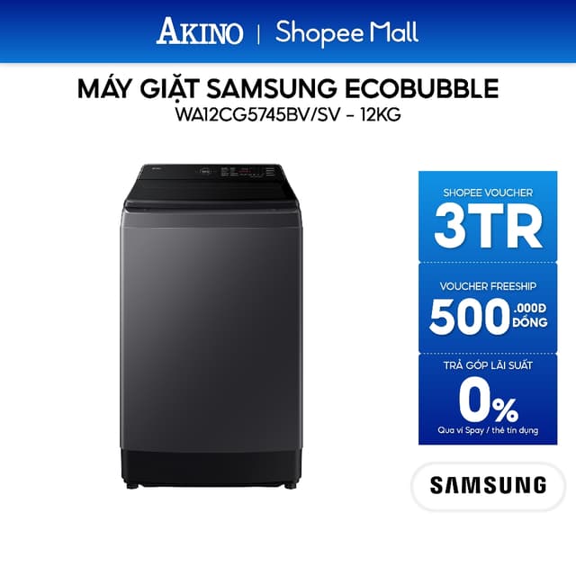 Máy giặt Lồng Đứng Samsung Inverter 12 kg WA12CG5745BVSV - Hàng Chính Hãng - Ảnh 1