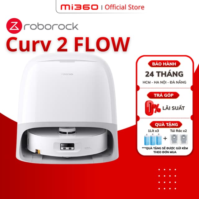 Robot Hút Bụi Roborock QRevo Curv 2 FLow - Lực hút 20000 Pa - Con lăn lau sát mép - Giặt con lăn 75 độ - Ảnh 2