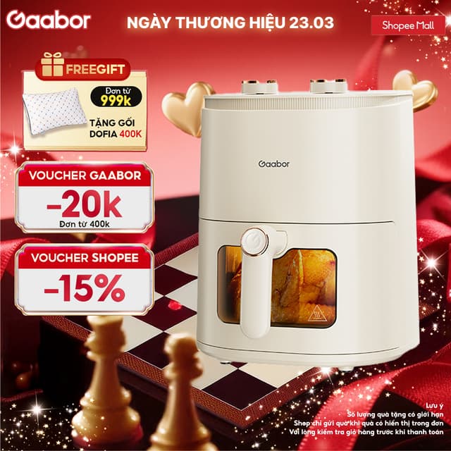 Hannah Olala x Nồi chiên không dầu 5 lít Gaabor AF-45M01A cửa kính điều khiển núm xoay tuần hoàn khí nóng - Ảnh 4