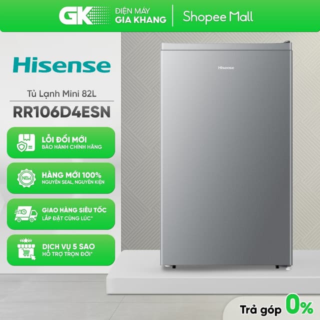 Tủ Lạnh Mini 1 Cửa Có Ngăn Đá Hisense 82 Lít RR106D4ESN [Freeship HCM] - Ảnh 12
