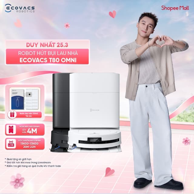 Robot hút bụi lau nhà Ecovacs Deebot T80 Omni/ T80S Omni - Bảo hành 24 tháng chính hãng - Ảnh 8