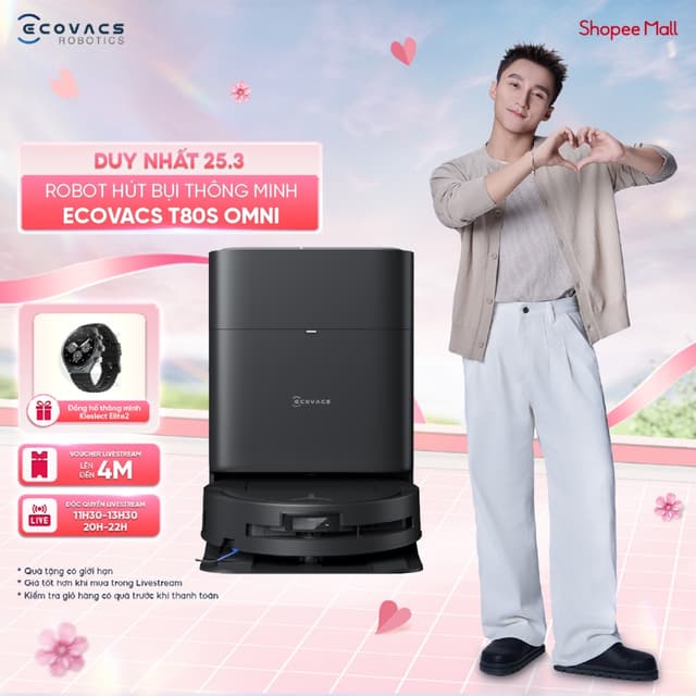 Robot hút bụi lau nhà Ecovacs Deebot T80S Omni 2027 - Bảo hành 24 Tháng Chính hãng - Ảnh 3
