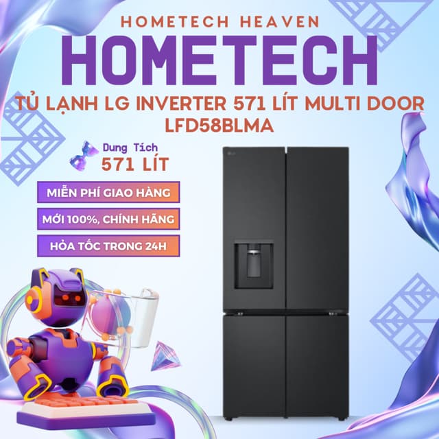 [GIAO LẮP HCM MIỄN PHÍ] Tủ lạnh LG Inverter 571 lít Multi Door LFD58BLMA Mới, Chính Hãng 100% - Ảnh 7