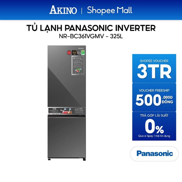 Tủ lạnh Panasonic Inverter 325 lít NR-BC361VGMV - Bảo hành chính hãng - Ảnh 4