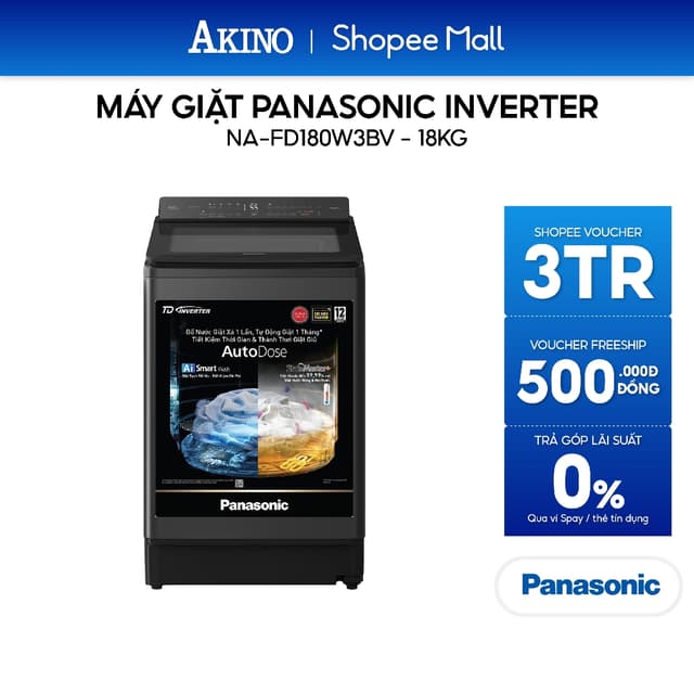 Máy giặt Lồng Đứng Panasonic Inverter 18 kg NA-FD180W3BV - Hàng Chính Hãng - Ảnh 12