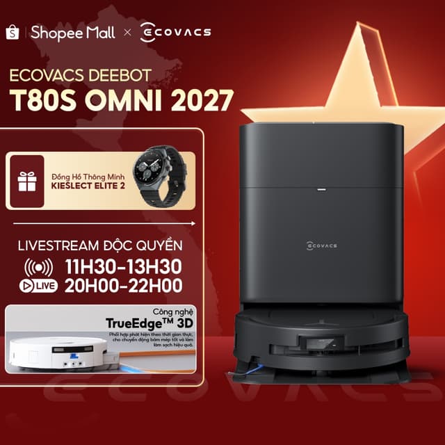 Robot hút bụi lau nhà Ecovacs Deebot T80S Omni 2027 - Lực hút 24800Pa - Giặt nóng và sấy nóng - BH 24 Tháng Chính hãng - Ảnh 6