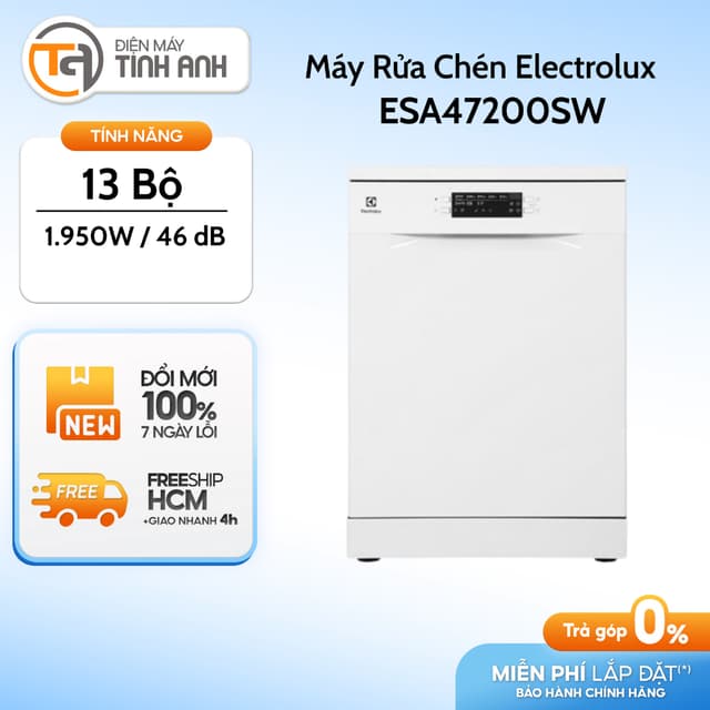 Máy Rửa Chén Độc Lập Electrolux ESA47200SW - Tự Động Mở Cửa - Ảnh 1