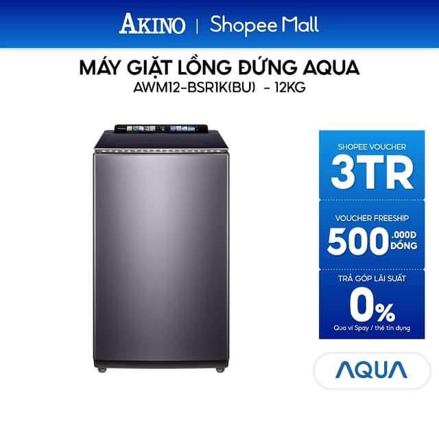 Máy giặt Lồng Đứng Aqua Inverter 12 kg AWM12-BSR1K(BU) - Hàng Chính Hãng - Ảnh 8