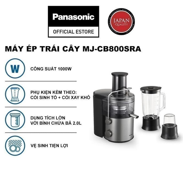 [Quà tặng không bán] Máy ép trái cây đa năng Panasonic MJ-CB800SRA-Mâm xay 100% kim loại-Kèm cối sinh tố - Ảnh 1