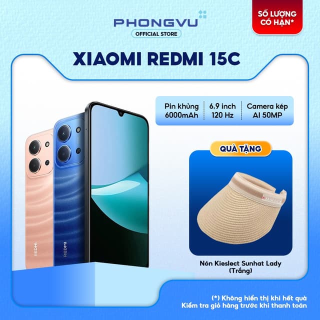 Điện thoại Xiaomi Redmi 15C (4GB/128GB) - Màn hình 6.9'' 120Hz - Pin 6000mAh - Bảo hành 18 tháng - Ảnh 1