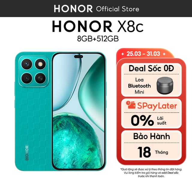 Điện thoại Honor X8c 8GB + 256/512GB | Camera 108MP| Kháng bụi và nước| Snapdragon 685 | Pin 5000mAh | BH 18 Tháng - Ảnh 9