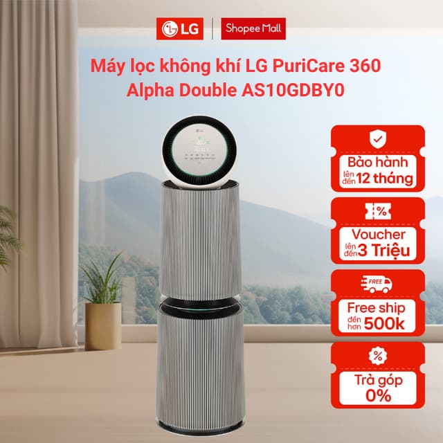 Máy lọc không khí LG PuriCare 360 Alpha Double AS10GDBY0.ABAE 72W - Ảnh 9