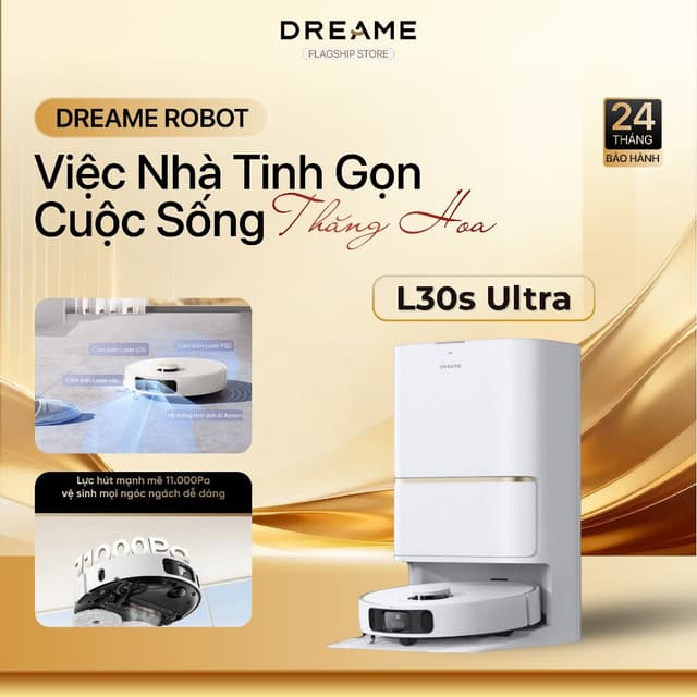 Robot Hút Bụi Lau Nhà Dreame L30s Ultra | Trạm Sạc Đa Năng | Tụ Động Giặt, Sấy Giẻ Lau | BH 24 Tháng - Ảnh 6