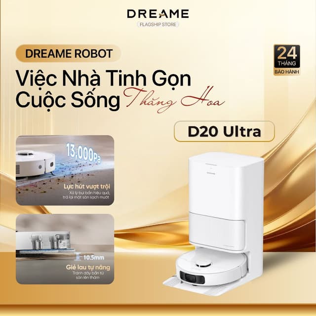 Robot Hút Bụi Lau Nhà Dreame D20 Ultra | Tự Động Đổ Rác | Giặt, Sấy Giẻ Lau | Trạm Sạc Tự Động | BH 24 Tháng - Ảnh 5