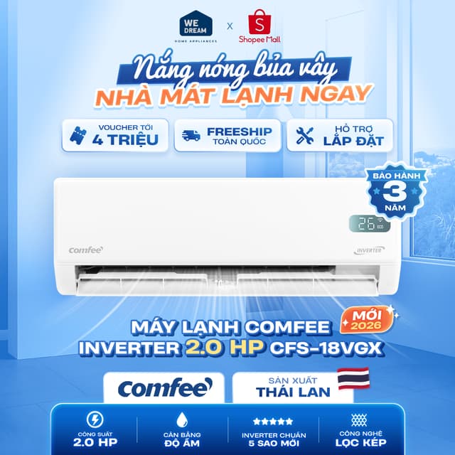 [MIỄN PHÍ GIAO HÀNG] Mới 2026 - CFS-18VGX - Máy lạnh Comfee Inverter 2 HP CFS-18VGX - Hàng Chính Hãng, Mới 100% - Ảnh 11