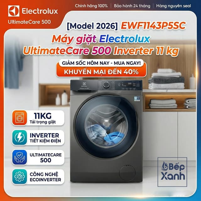 [Model 2026] EWF1143P5SC - Máy giặt Electrolux UltimateCare 500 Inverter 11 kg EWF1143P5SC - Ảnh 12