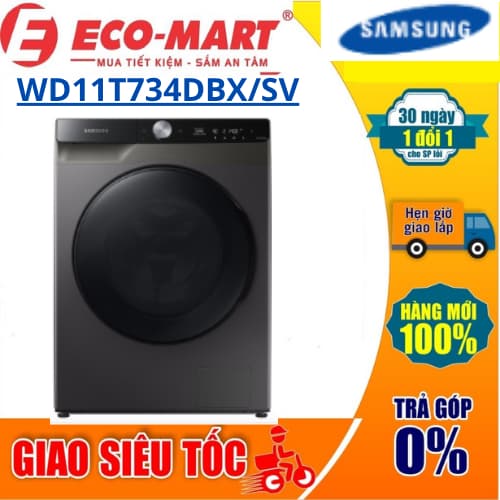 WD11T734DBX/SV Máy giặt sấy Samsung AI Ecobubble WD11T734DBX/SV Inverter giặt 11 kg - sấy 7 kg - Ảnh 1