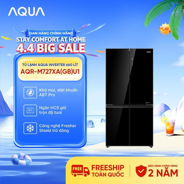 Tủ lạnh Aqua Inverter 660 lít Multi Door AQR-M727XA(GB)U1 - Bảo hành 2 năm - Freeship toàn quốc - Ảnh 3
