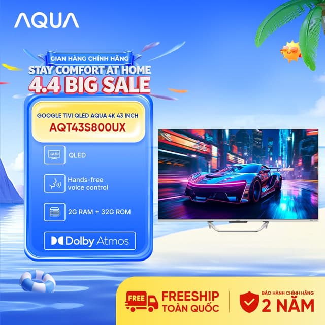 Google Tivi Aqua QLED 4K 43 inch AQT43S800UX - Freeship toàn quốc - Bảo hành 1 đổi 1 trong 730 ngày đối với lỗi màn hình - Ảnh 1