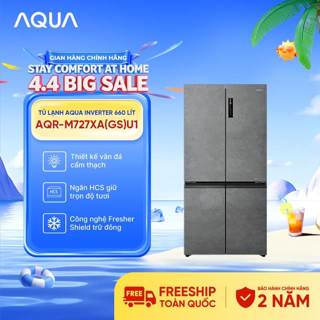Tủ lạnh Aqua Inverter 660 lít Multi Door AQR-M727XA(GS)U1 - Bảo hành 2 năm - Freeship toàn quốc - Ảnh 12