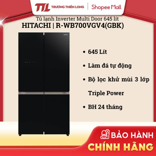 R-WB700VGV4(GBK) - Tủ lạnh Hitachi Inverter 645 lít Multi Door R-WB700VGV4(GBK) [FREESHIP HCM] - Ảnh 3