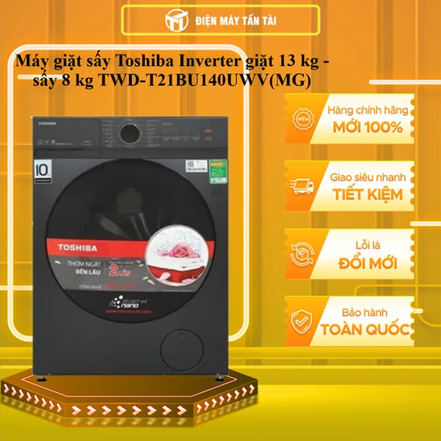 ( TOÀN QUỐC ) TWD-T21BU140UWV(MG) - Máy giặt sấy Toshiba Inverter 13 kg / 8 kg TWD-T21BU140UWV(MG) - Ảnh 5