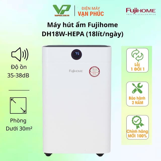 Máy hút ẩm Fujihome DH18W-HEPA - Bảo hành chính hãng 2 năm - Ảnh 1