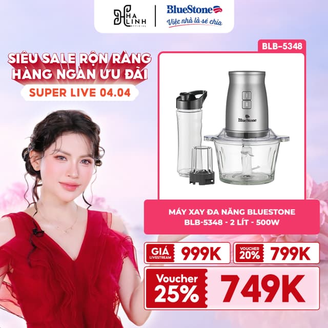[BlueStone x VHL] Máy Xay Đa Năng BlueStone BLB-5348 - 2 Lít - 500W - xay thịt, sinh tố, gia vị, đánh trứng, bóc tỏi - Ảnh 3