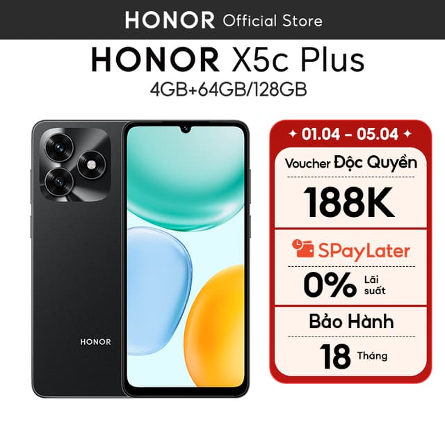 [NEW] Điện Thoại Honor X5c Plus 4GB + 64/128GB | Pin 5260mAh | Media Tek Helio G81 | Bảo hành 18 Tháng - Ảnh 4
