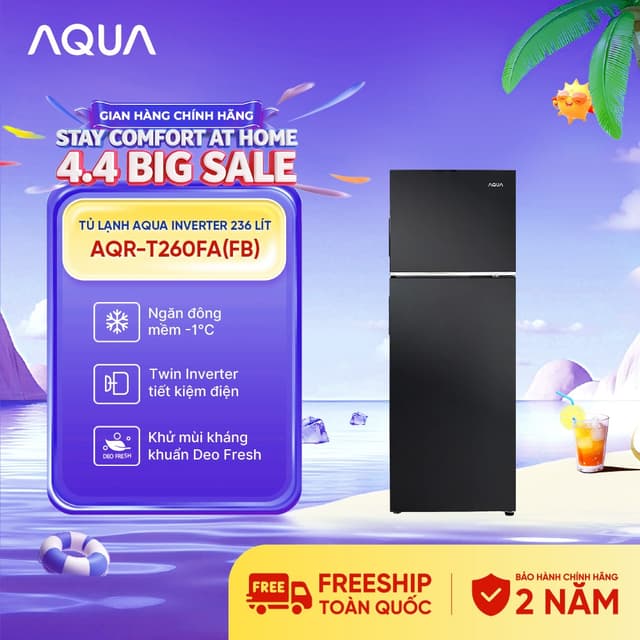 [SALE] Tủ lạnh Aqua Inverter 236 lít AQR-T260FA(FB) - Bảo hành 2 năm - Hàng chính hãng - Ảnh 8