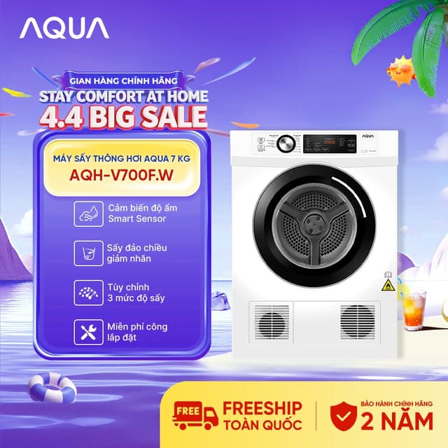 Máy sấy thông hơi Aqua 7 kg AQH-V700FW - Bảo hành 2 năm - Freeship toàn quốc - giao sau 10 - 15 ngày - Ảnh 2