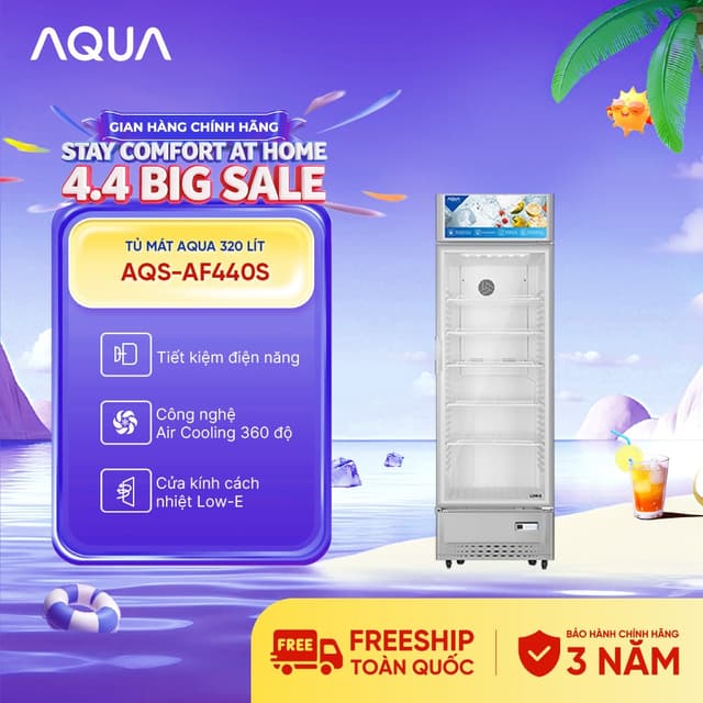 Tủ mát Aqua 320 lít AQS-AF440S - Hàng chính hãng - Bảo hành 3 năm - Ảnh 2