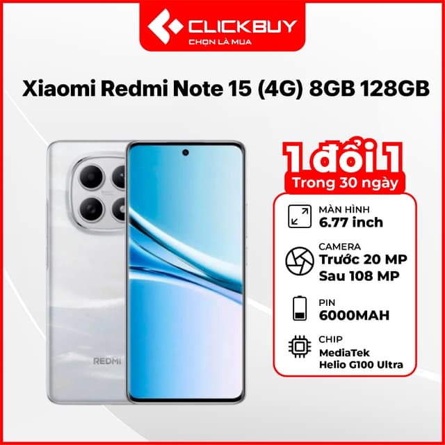 Điện thoại Xiaomi Redmi Note 15 (4G) 8GB 128GB Chính Hãng - Ảnh 1