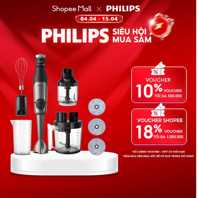 Máy Xay Cầm Tay Philips HR2685/00 |1200W cao cấp, đa dạng phụ kiện - Hàng Chính Hãng - Ảnh 2