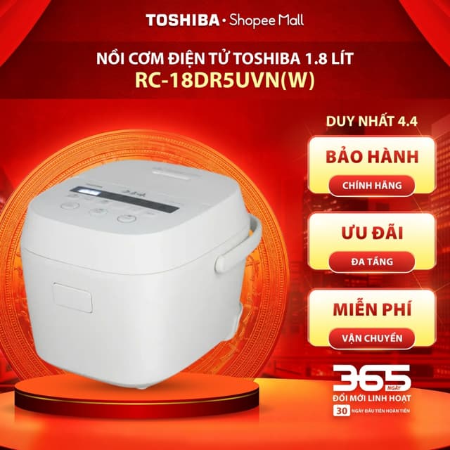 Nồi cơm điện tử Toshiba 1.8 lít RC-18DR5UVN(W)/ RC-18DR5UVN(H) - Bảo hành chính hãng 12 tháng - Ảnh 11