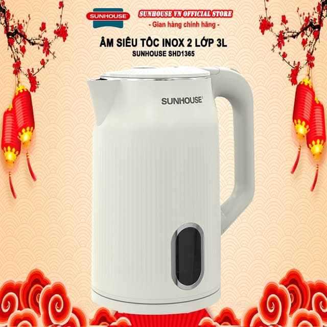 Bình đun nước, ấm siêu tốc 2 lớp 3 lít Sunhouse SHD1365 - Ảnh 3