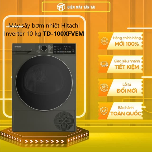 TD-100XFVEM - Máy sấy bơm nhiệt Hitachi Inverter 10 kg TD-100XFVEM  - GIAO HÀNG TOÀN QUỐC - Ảnh 2