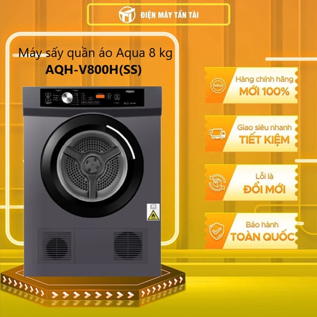 (TOÀN QUỐC ) AQH-V800H(SS) - Máy Sấy Thông Hơi AQUA 8 Kg AQH-V800H(SS) - Ảnh 10