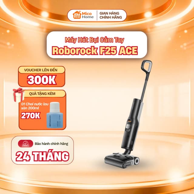 Máy Hút Bụi Lau Nhà Cầm Tay Roborock F25 ACE Tự Giặt Giẻ, Gập 180° - Lực Hút 20000Pa - Bảo Hành 2 Năm - Ảnh 5