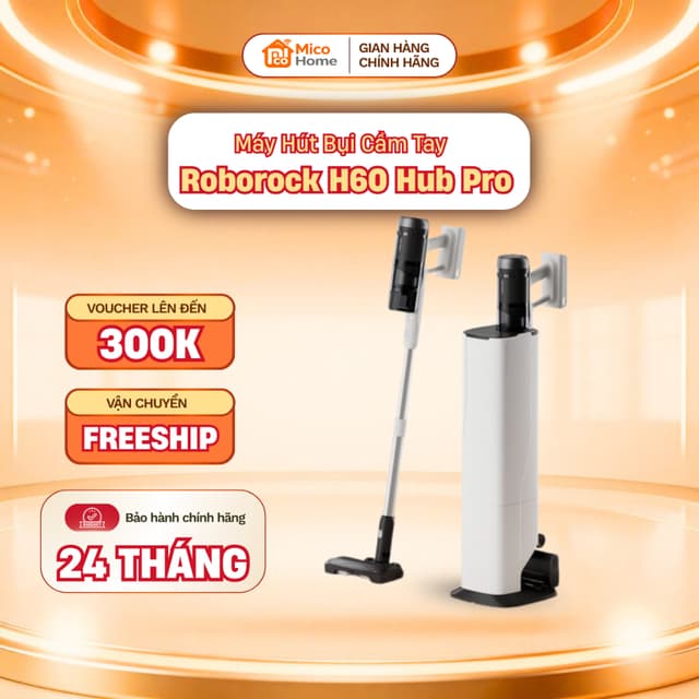 Máy Hút Bụi Lau Nhà Cầm Tay Roborock H60 Hub Pro - Lực Hút Mạnh Mẽ 170 AW - Chống Rối - Bảo Hành 2 Năm - Ảnh 5